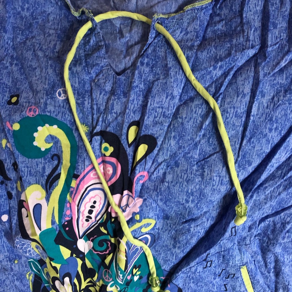 koi Blue Women's Tunic with Lime and Teal Print